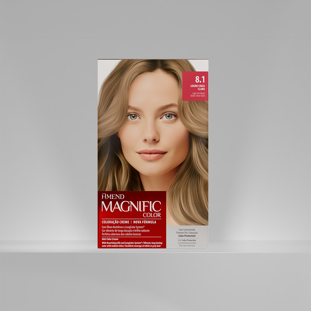 Kit Coloração Amend Magnific Color 8.1 Louro Cinza Claro